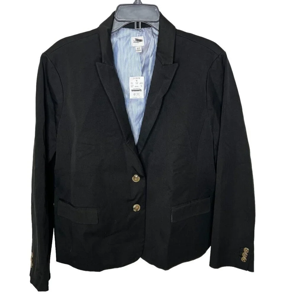 J.Crew $198 Womens Two Button Blazer Black Size 2 BP095 - Picture 2 of 6
